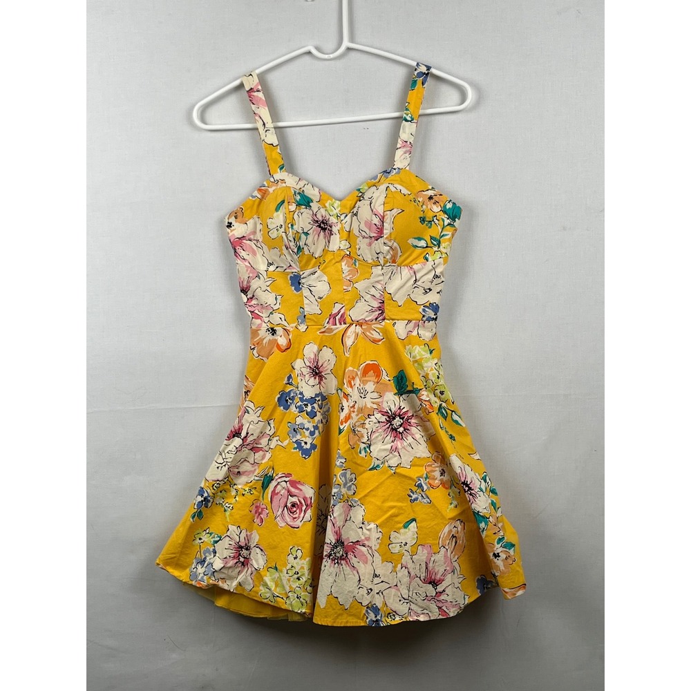 Bailey Blue Floral Fit & Flare Dress Womens Small Sweetheart Yellow 3TBVF2444C